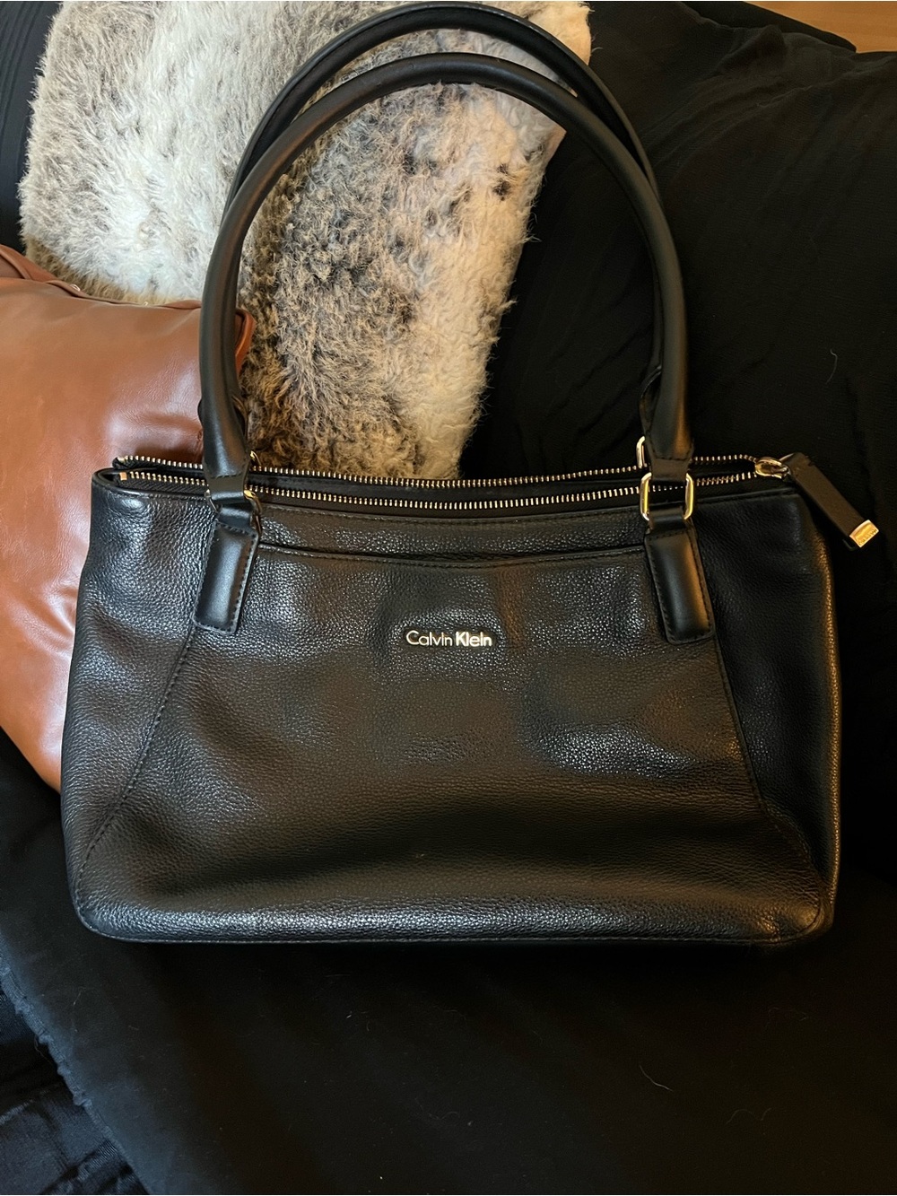 Calvin Klein Black Pebble Leather Bag